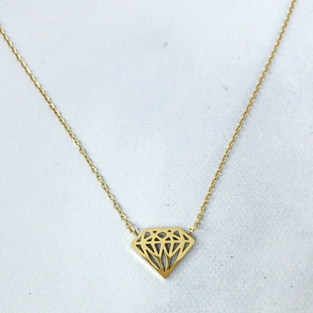 Miss To Mrs 18K Gold Plated Diamond Shaped Necklace